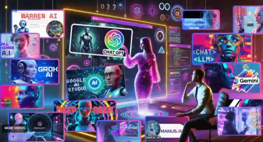 Play AI Job Shield introduction video showing AI tools collage for career protection landing page.
